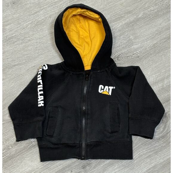 CAT Caterpillar Zip Up Hoodie Sweatshirt Kids Baby 12M Black Workwear - Picture 1 of 3